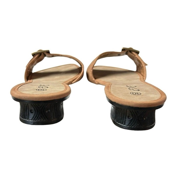 Eve Buckle Sandal Slides Low Heel Camel Color Size 10 - Picture 5 of 15
